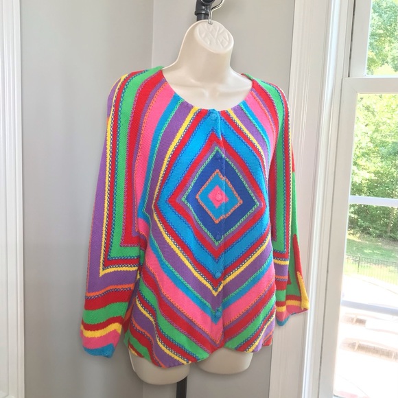 Michael Simon Retro Rainbow Cardigan - Large - Picture 3 of 7